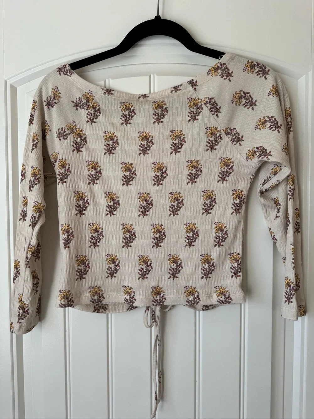Anthropologie NWT Floral Ruched Front Crop Top Small